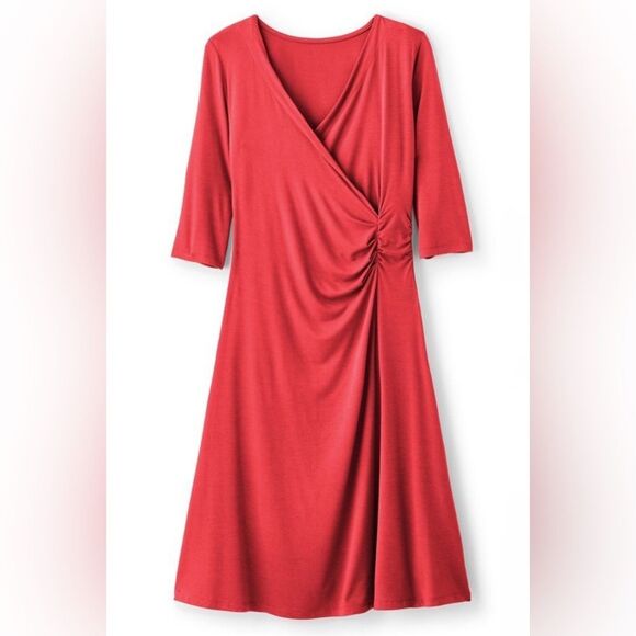 Soft Surroundings Hyannis Wrap Dress Size Large (14-16) Red Faux Wrap NWT - Picture 3 of 12